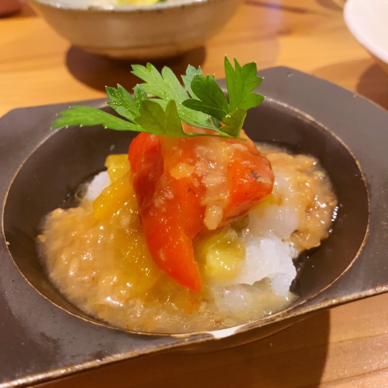ハモの焼霜と夏野菜の梅酢和え(エーストア)