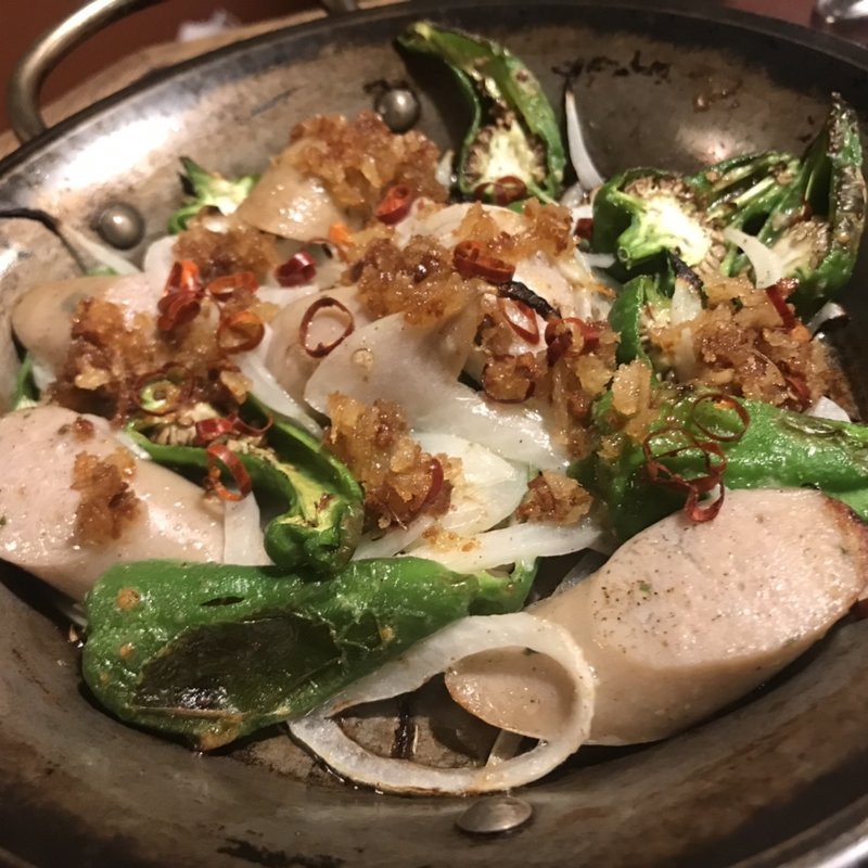 白ソーセージとパドロンのアンチョビ焼き(キリンシティ 新京極店 )