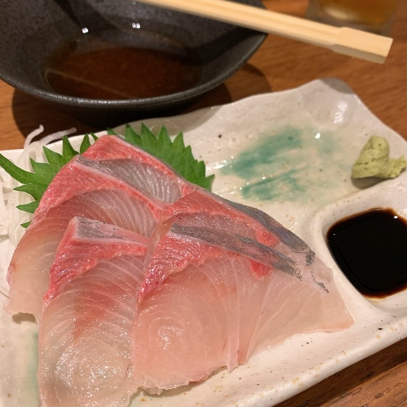 カンパチお造り(天ぷらとワイン大塩　大阪駅前第3ビル店)