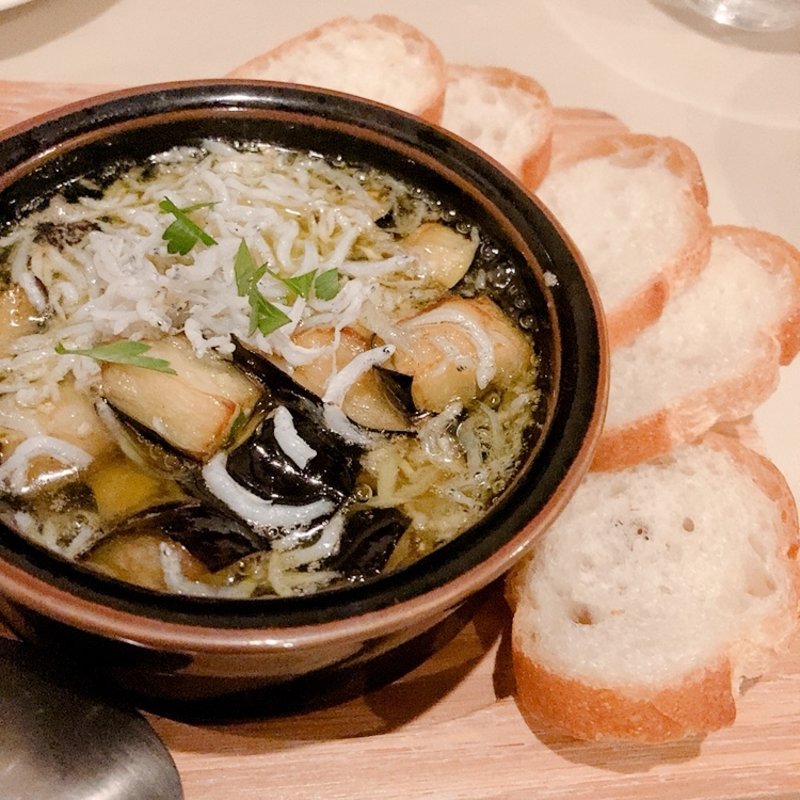 ナスとちりめんのアヒージョ(Girino)