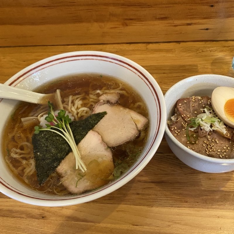 らーめん+チャーシュー丼(白河中華そば 孫市)