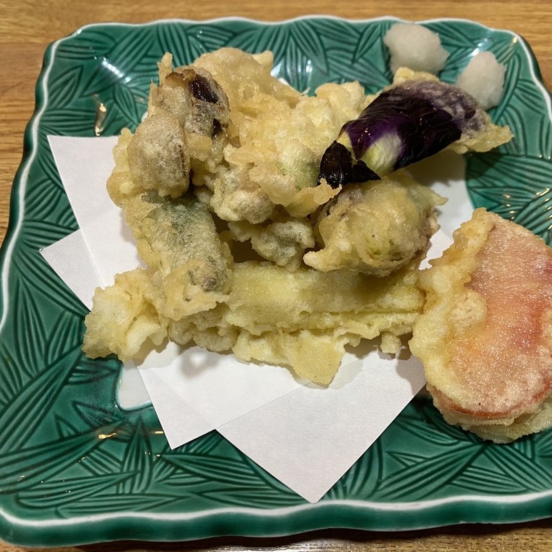 夏野菜の天ぷら盛合わせ(銀座長寿庵)