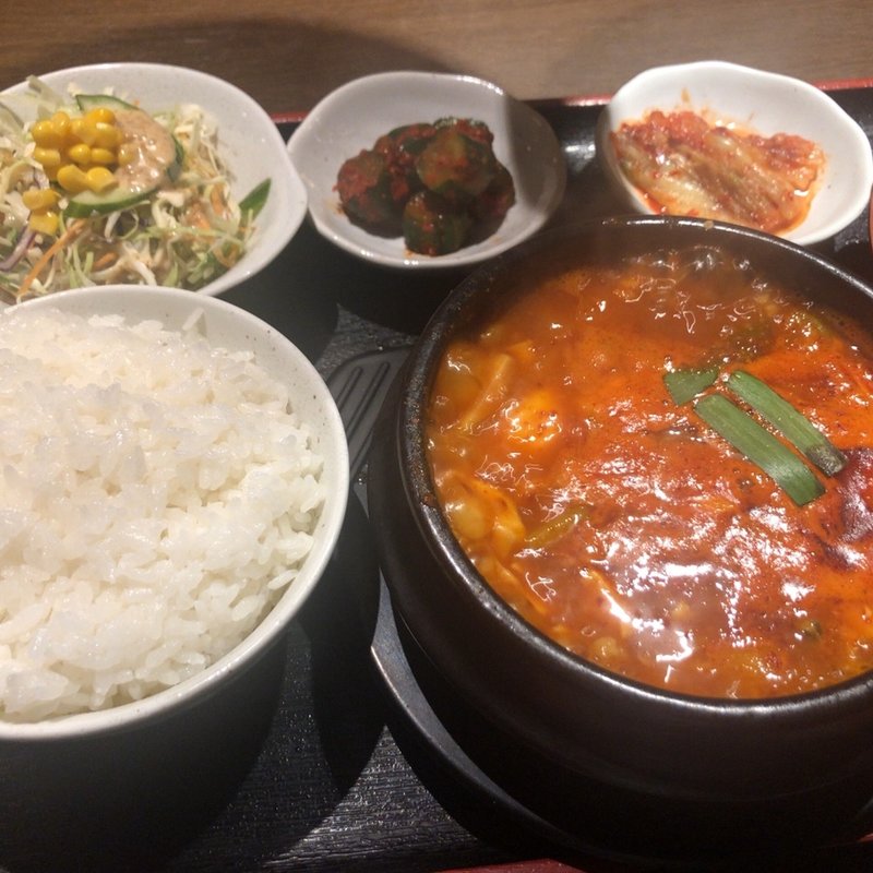 純豆腐チゲ定食(炭焼道楽-すみやきどうらく- 池袋本店)