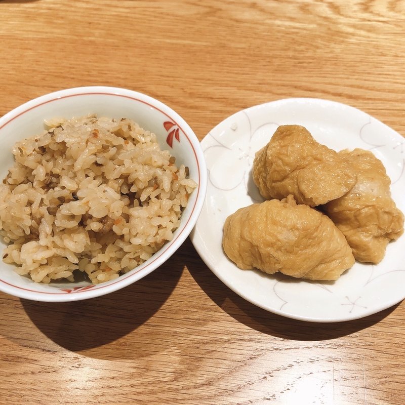 かしわごはん＆いなり寿司(うどん平)