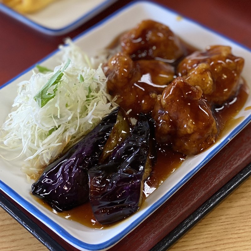鳥と茄子の甘辛炒め(まつしろ食堂 )