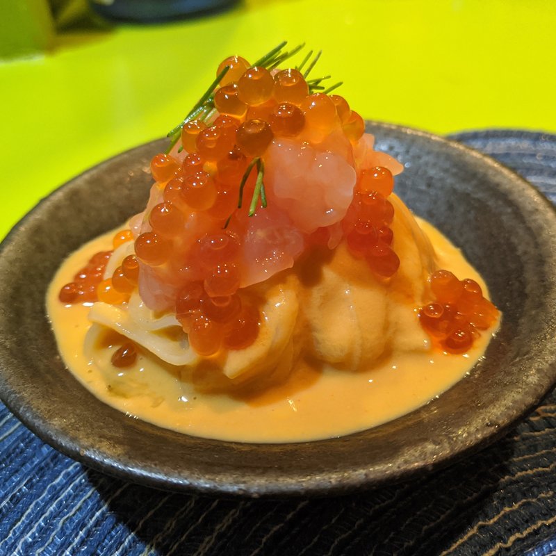 あん肝と海老のうどん(立呑み とだか)