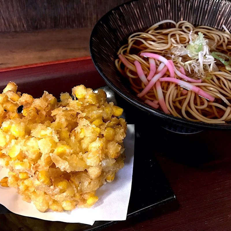 とうもろこしのかき揚げそば(生そば玉川 池袋東口店)