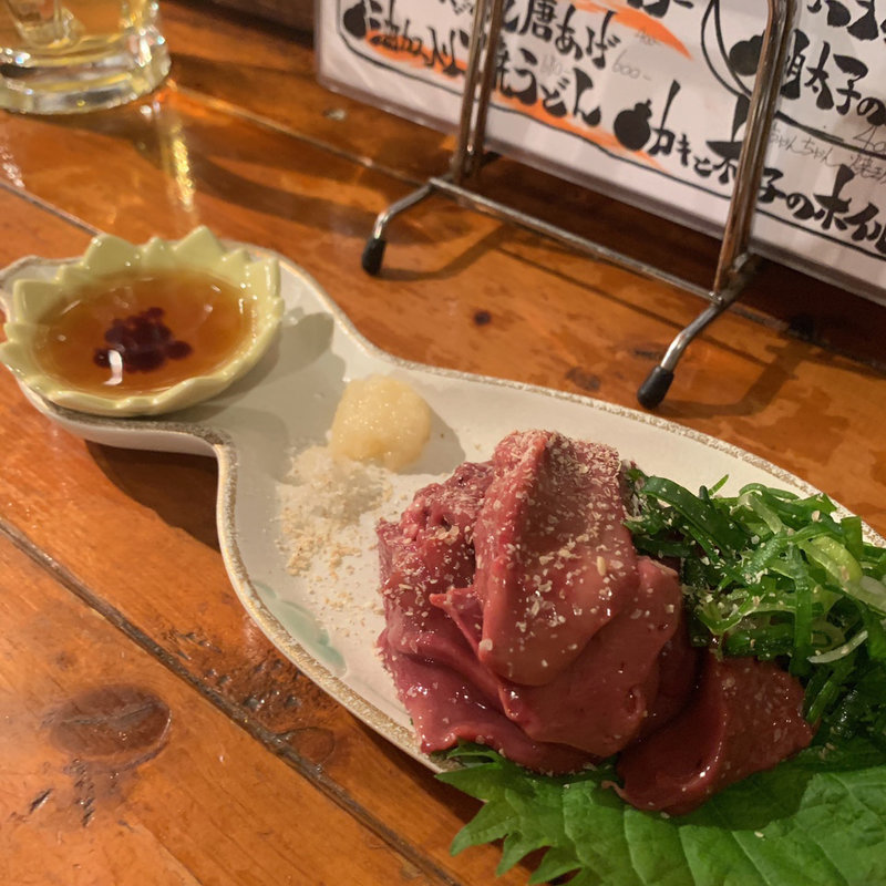 鶏肝造り(蛸焼き・炭火 満家)