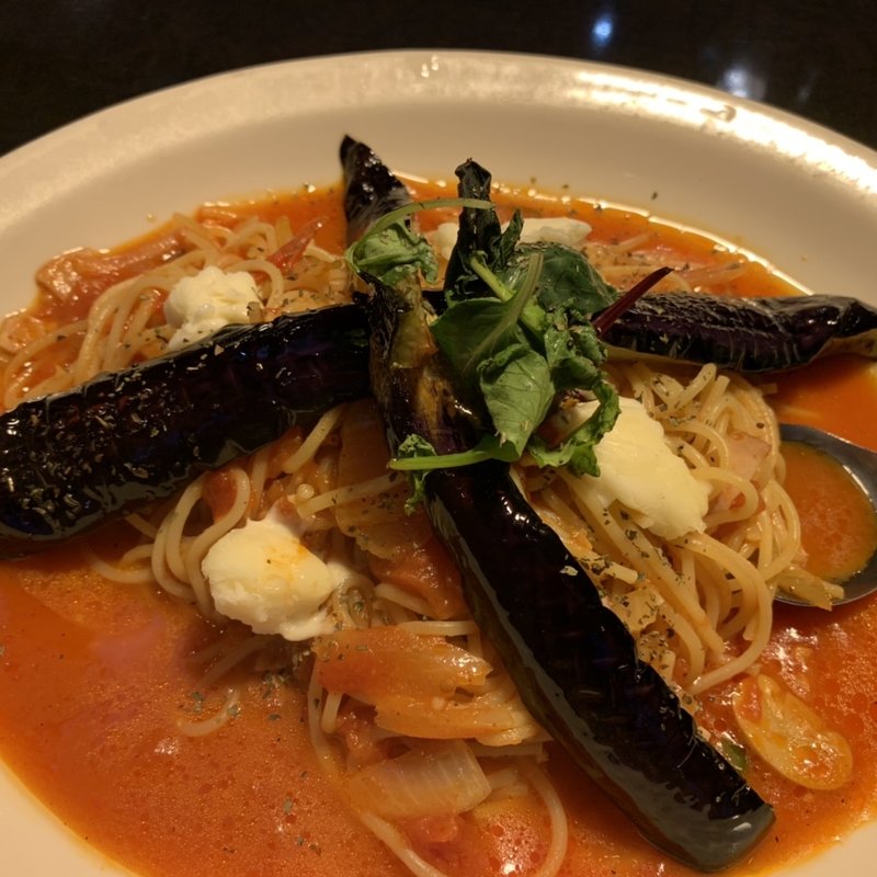 なすとモッツアレラチーズのスパゲティ(るーぱんカフェ 北本店)