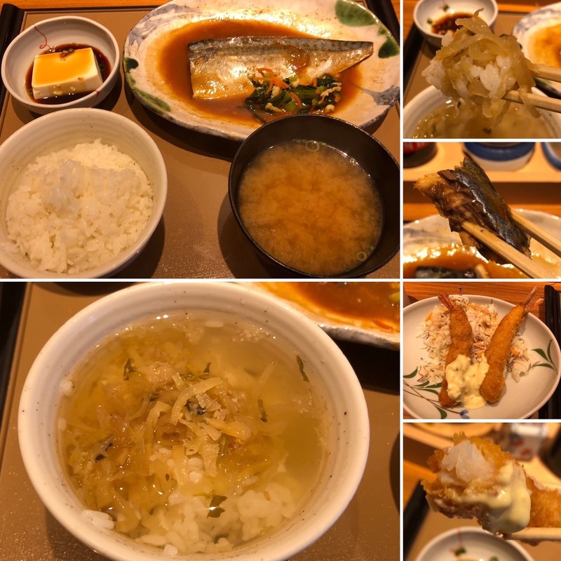 サバの味噌煮定食にエビフライ(やよい軒 新宿百人町店)