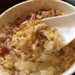 ご飯(ペスカトーレ風トマトつけ麺でリゾット風)(麺座 かたぶつ )