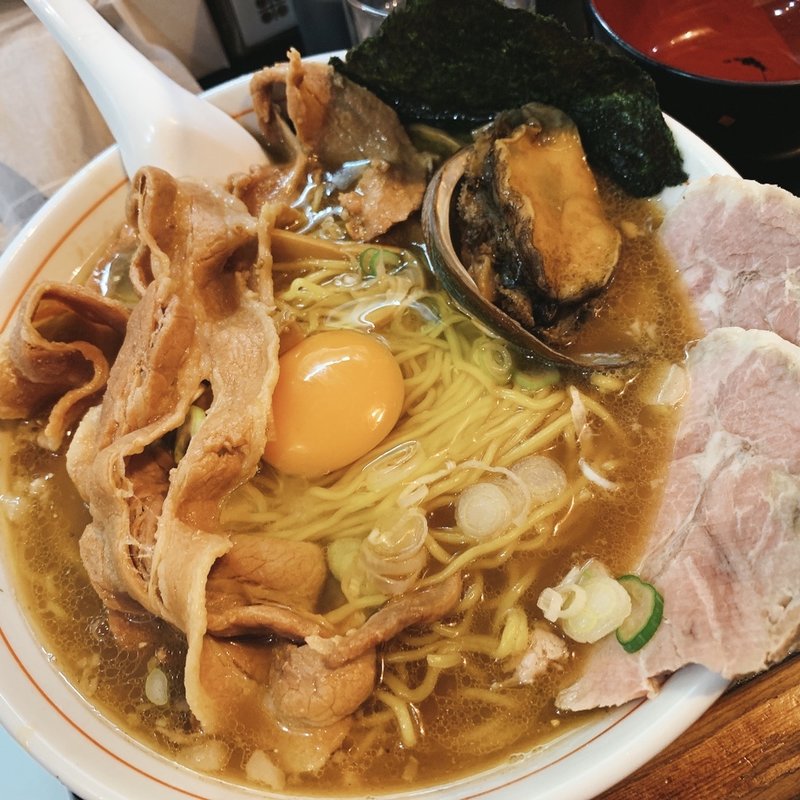 スペシャル大盛り　あわび、貝柱、つけ玉(一条流がんこ総本家分家荒木町)