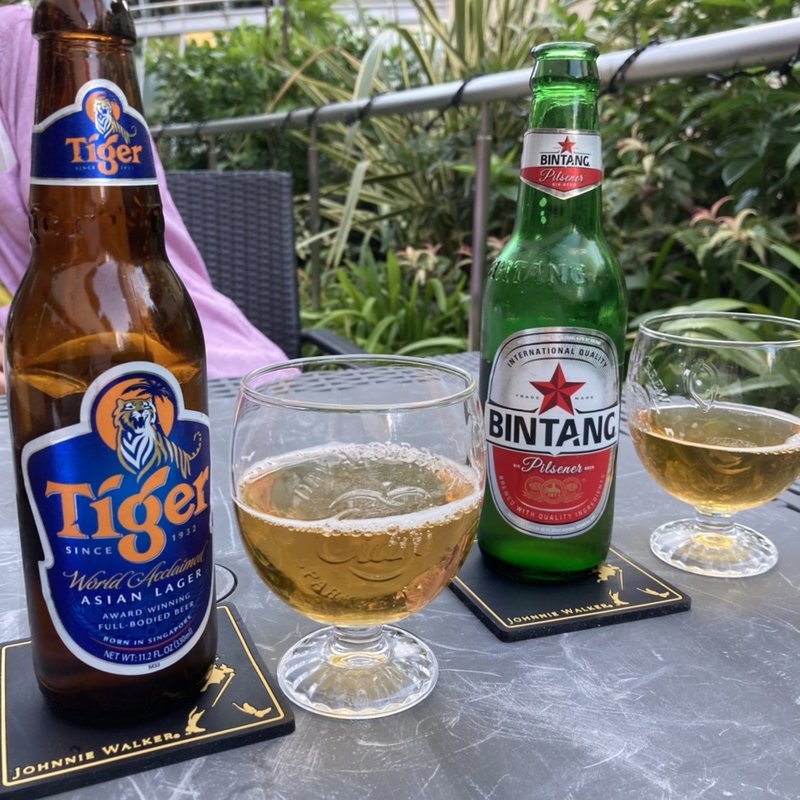 テラスでビール(バンブーカフェ アジアン ダイニング バー)