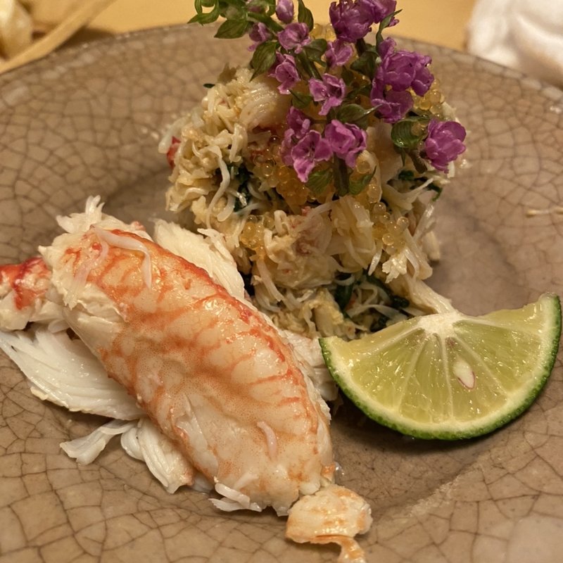 北海道毛ガニつまみ(銀座 しまだ)