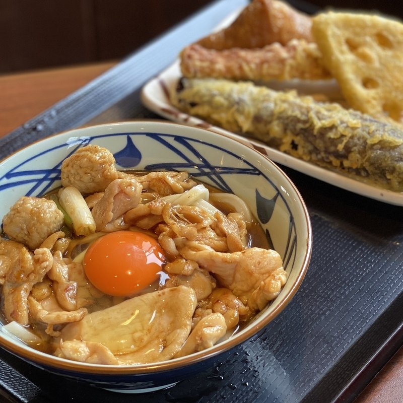 月見 鶏すき焼きぶっかけ 並(丸亀製麺 長野店 )