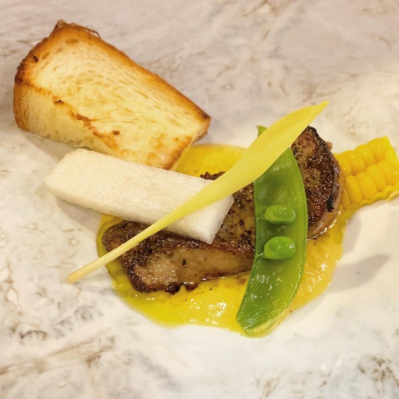 周年コース　フォアグラのポワレ(海老丸らーめん)