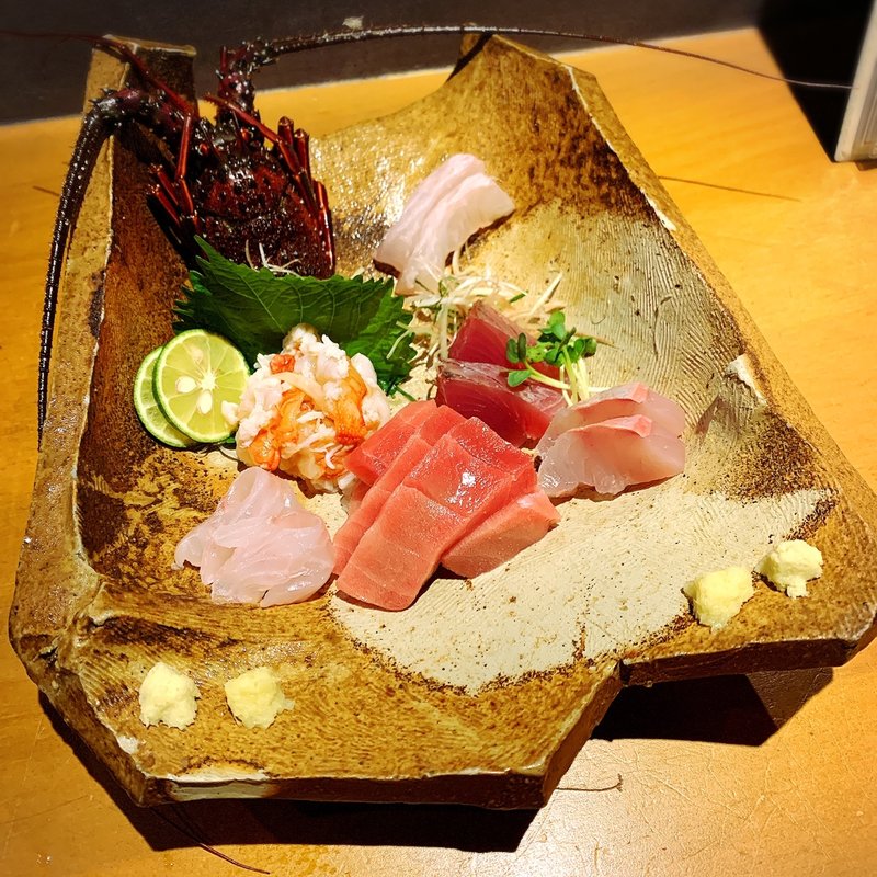 伊勢海老と産地直送鮮魚のお造り(伊勢海老蕎麦 清正)