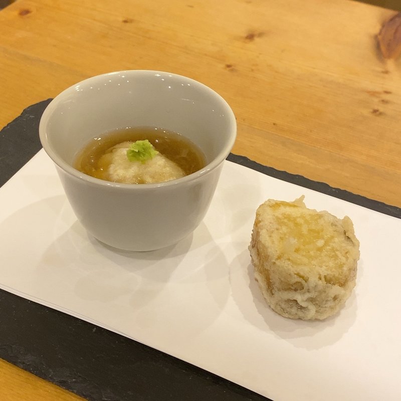 鱧のてんぷら、さつまいも(天ぷら やじま。)