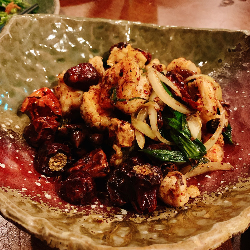 紋甲イカと海老の四川風(馬鹿坊)