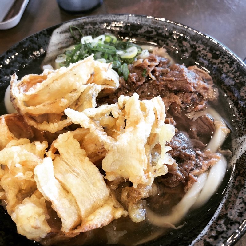 肉ごぼう天うどん(一角うどん)