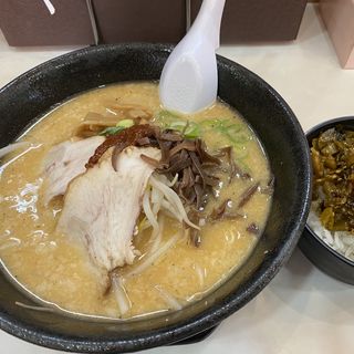 味噌ラーメンと明太高菜丼(一麺亭小倉中津口店)