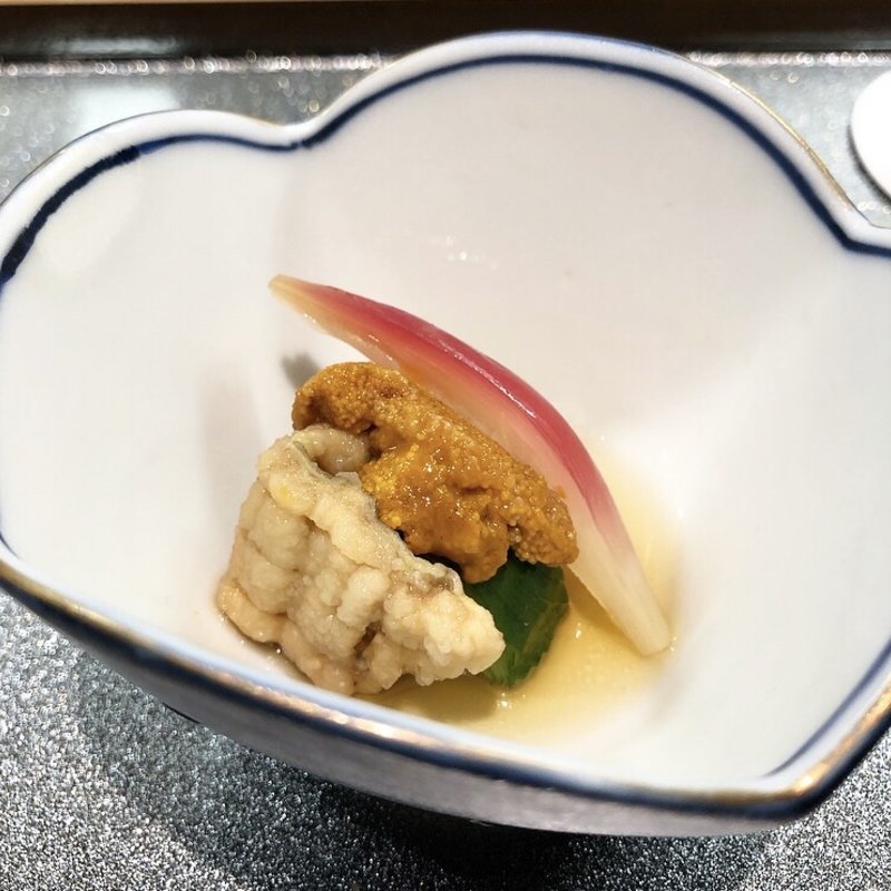 ウニ、穴子の南蛮漬け(天婦羅縁enishi)