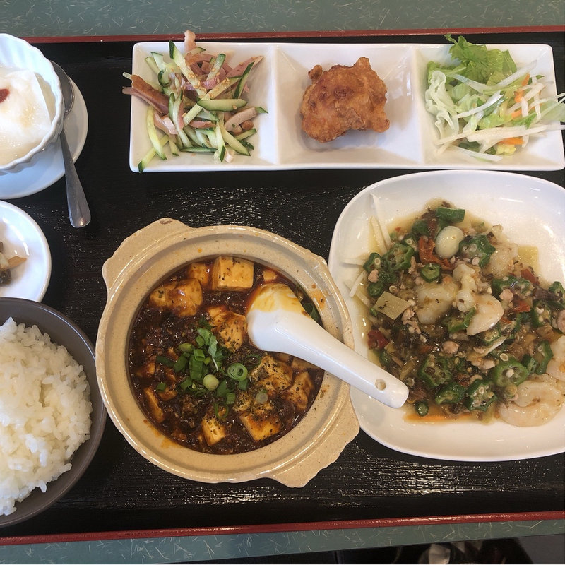 選べる豪華中華定食 (四川風エビチリ 麻婆豆腐)(本格四川料理 中村屋)