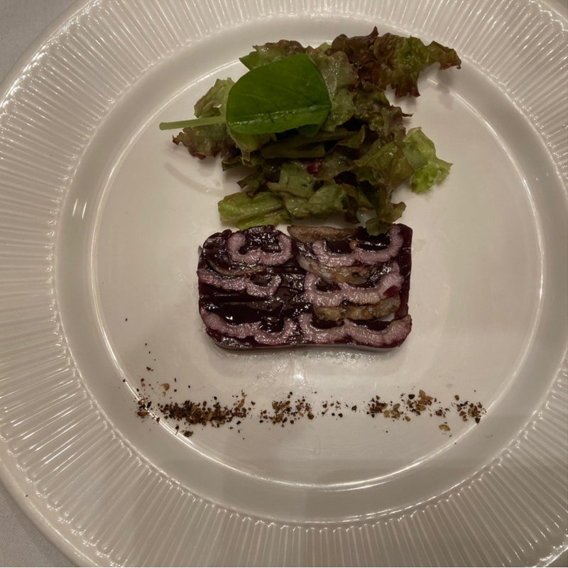 穴子と茄子のランプロワ風 ジュレ寄せ(銀座エスコフィエ)