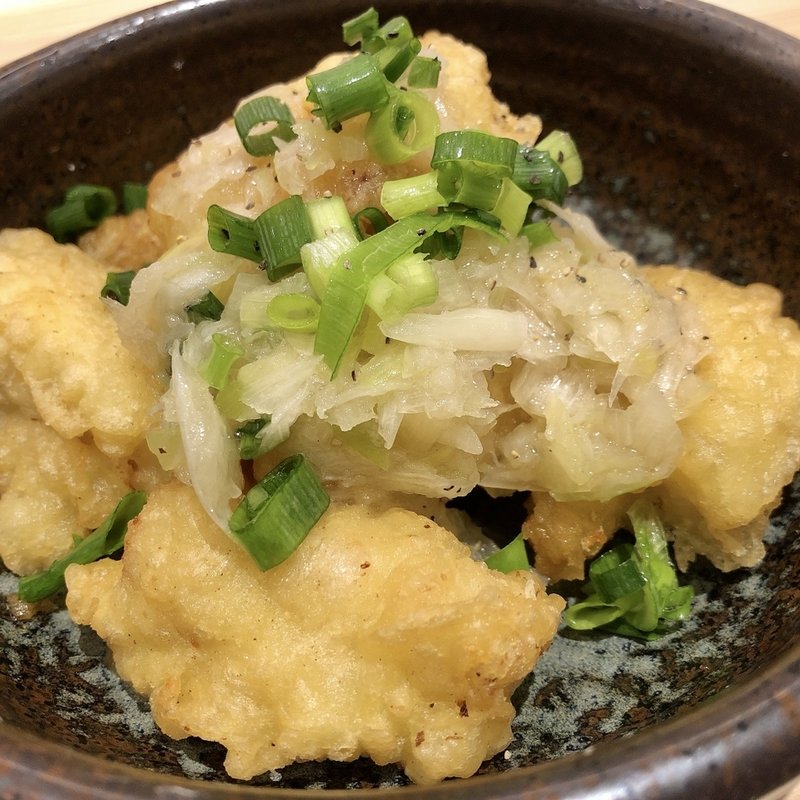 鶏天 ネギ塩ダレ(山下本気うどん 神楽坂)