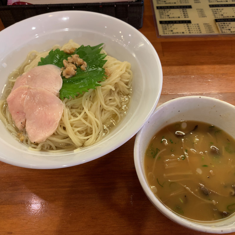 鶏とサツマイモのキノコ出汁つけ麺(醤油と貝と麺 そして人と夢 )