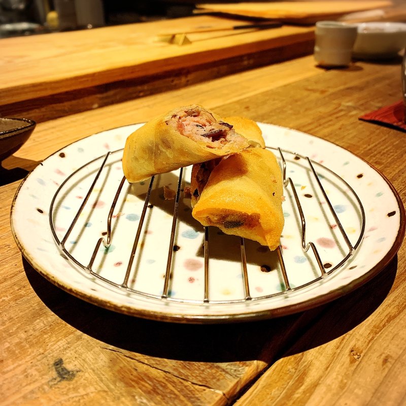 梅山豚と茸、餅の春巻き(創和堂-sowado-)