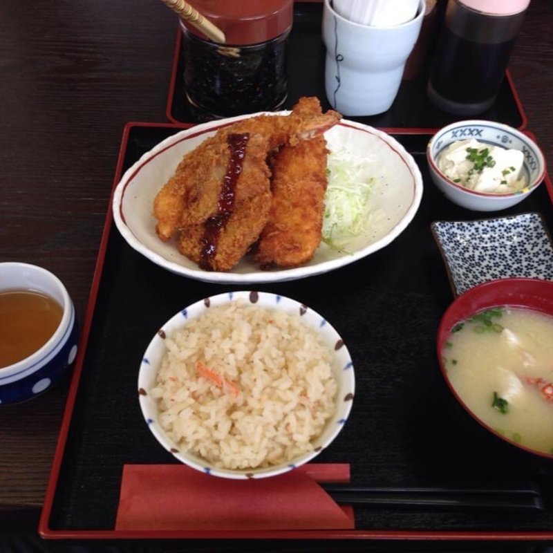 ミックスフライ定食　かに飯(ひさや食堂)