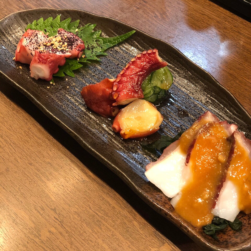 タコ刺し3種(鉄なべ 中洲本店)