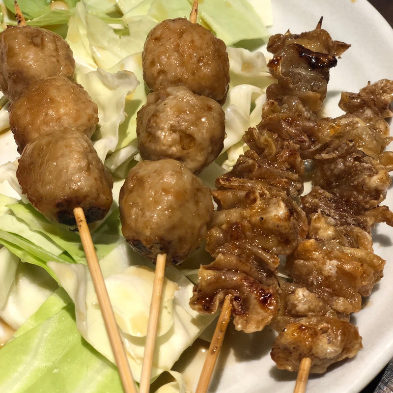 鳥皮　つくね(焼鳥高宮 本店)