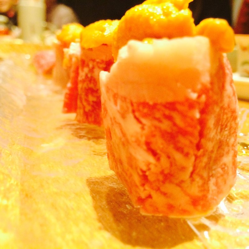 雲丹の黒毛和牛巻き(中洲流)