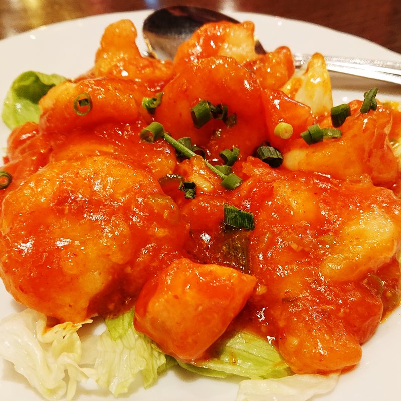 フレッシュトマトの大海老チリソース(青蓮 新川崎三井ビルディング店)