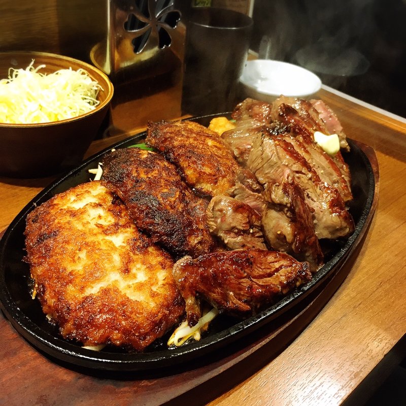 1ポンドステーキハンバーグコンボ(1ポンドのステーキハンバーグ タケル 秋葉原店)