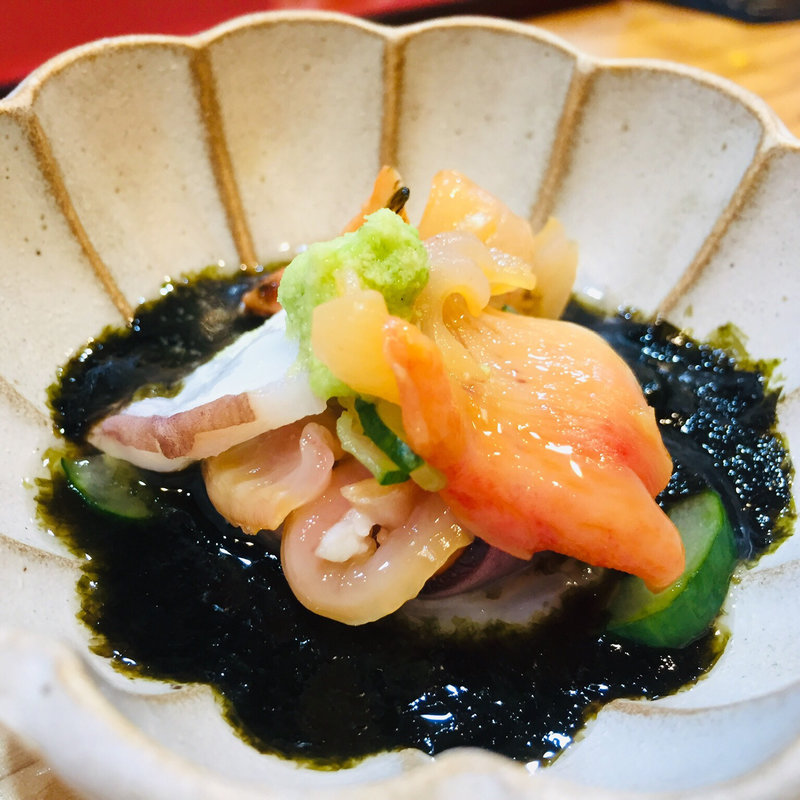 赤貝と地蛸と生海苔(鮨まぁさ)