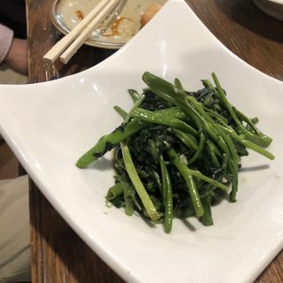空芯菜と青菜炒め(金満食堂)