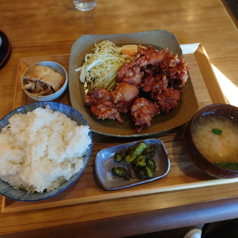 唐揚げ定食オカズご飯大盛(厚澤食堂)