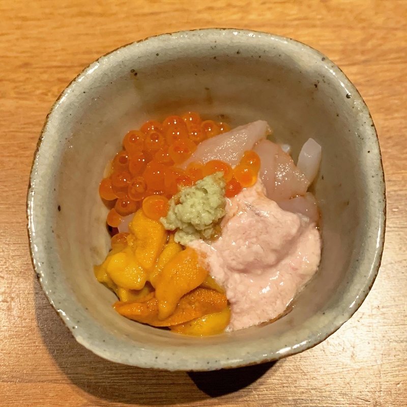 カワハギ肝醤油 うに いか(広尾 小野木)