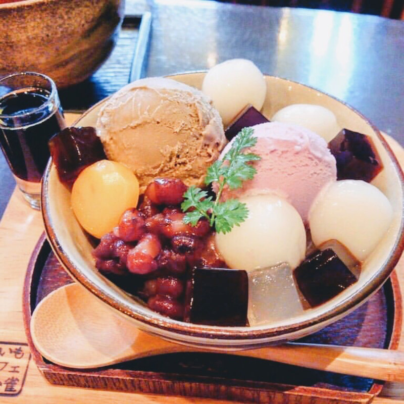 おいも鎌倉ほうじ茶あんみつ(おいもカフェ 金糸雀)