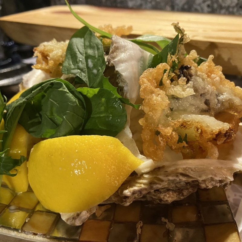 牡蠣レモンしそ揚げ(天麩羅天)