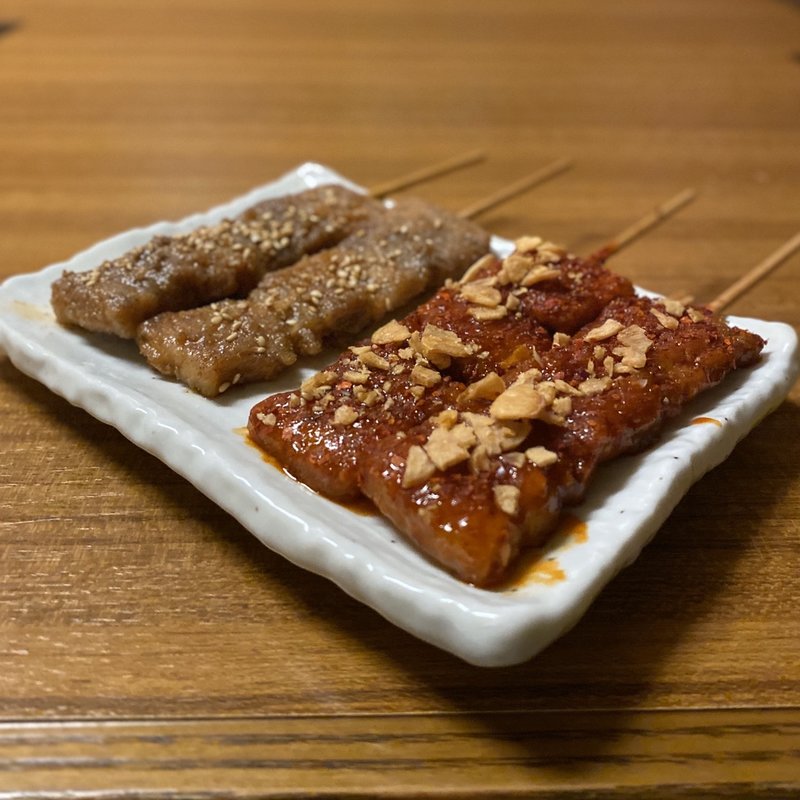 とんぺら焼き(赤、白)(鴨と豚 とんぺら屋 豊田本店)