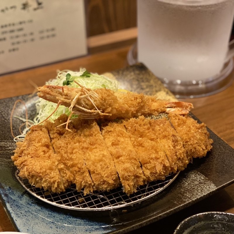 ロースとんかつ定食160g エビフライトッピング(とんかつ井上)