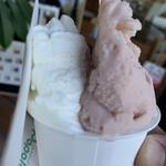 ダブル（牛乳、桃）(gelateria popolo. （ジェラテリア ポポロ）)