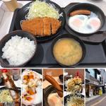 ロースかつ定食　目玉焼き&ソーセージ(松のや 西新宿店)