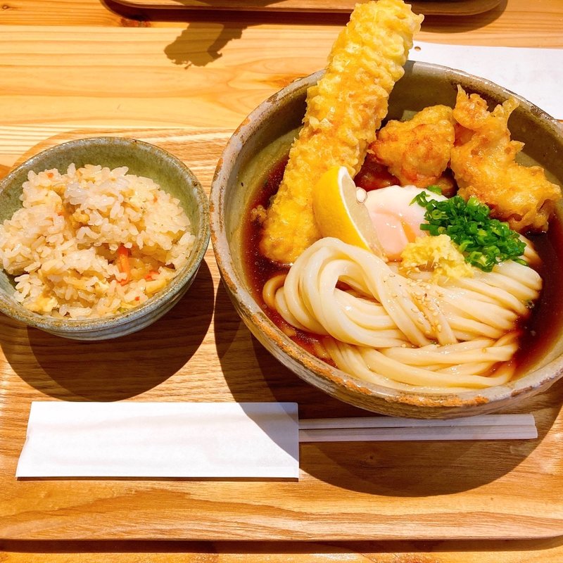 鯛ちくわ天ぶっかけセット(扇町うどん屋あすろう)