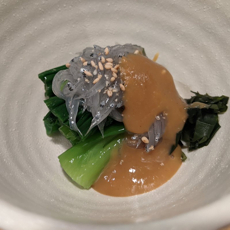 生しらすと九条ネギのぬた(酒とさか菜)