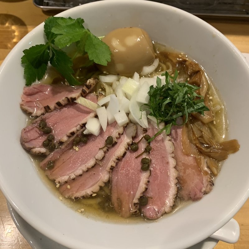 鴨のロース山椒入り冷やしラーメン(本町製麺所 阿倍野卸売工場 中華そば工房)